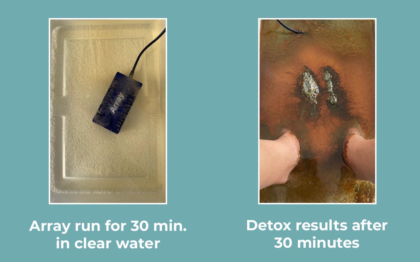 Ionic Foot Detox array before and after a session